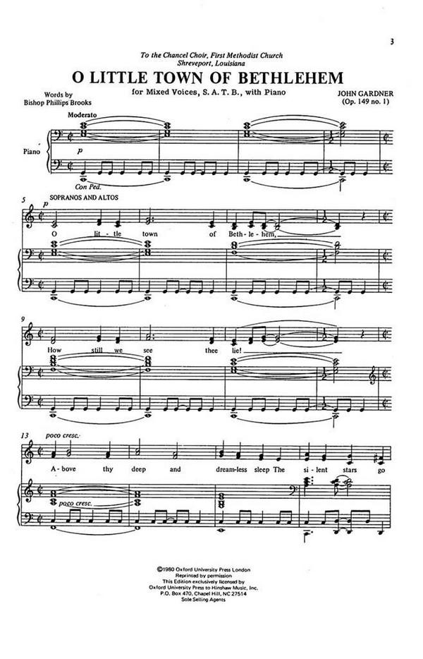 John Gardner, O Little Town Of Bethlehem&nbsp;&nbsp;SATB, Piano&nbsp;&nbsp;Chorpartitur
