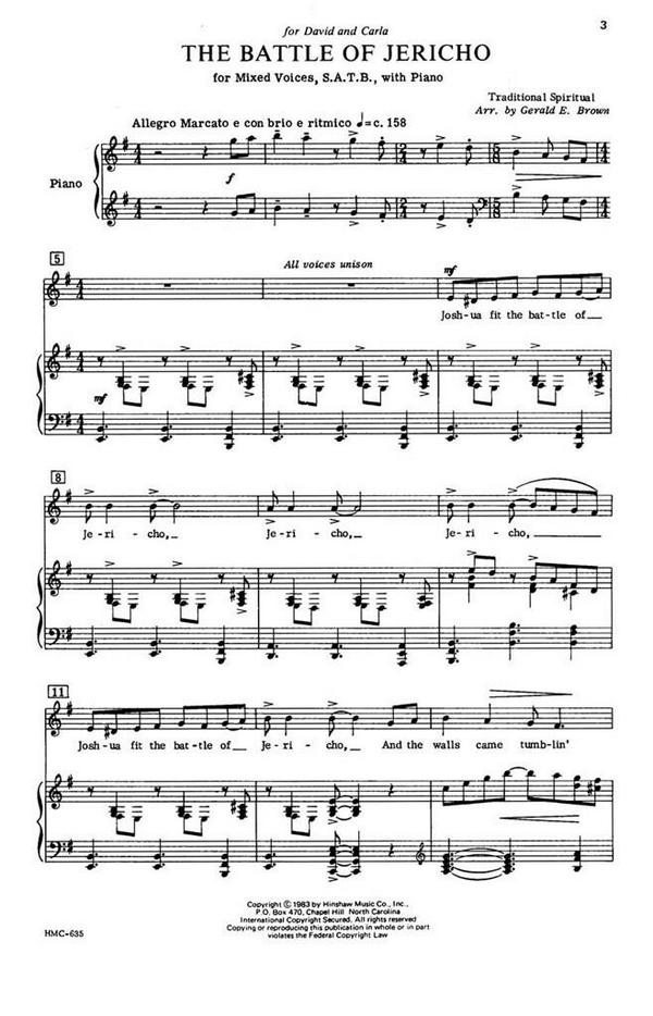 The Battle Of Jericho&nbsp;&nbsp;SATB, Piano&nbsp;&nbsp;Chorpartitur