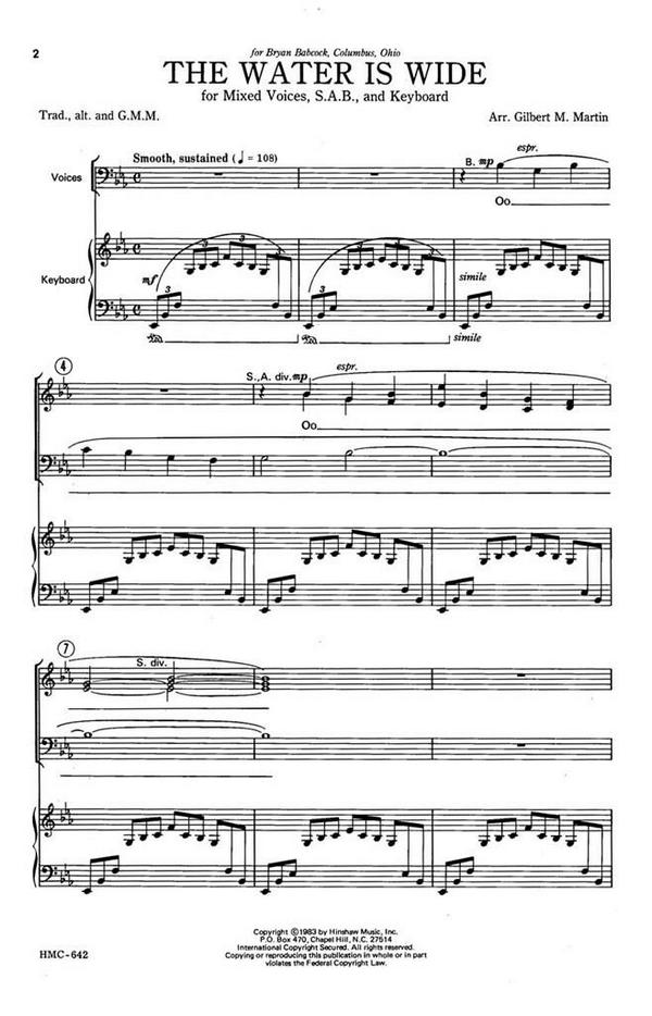 The Water Is Wide&nbsp;&nbsp;SAB and Keyboard&nbsp;&nbsp;Chorpartitur
