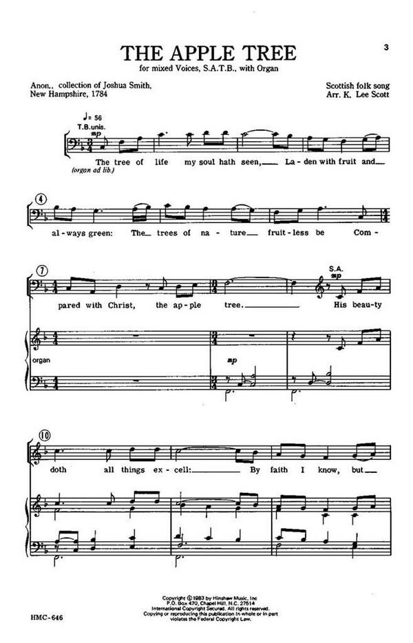 The Apple Tree&nbsp;&nbsp;SATB and Organ&nbsp;&nbsp;Chorpartitur