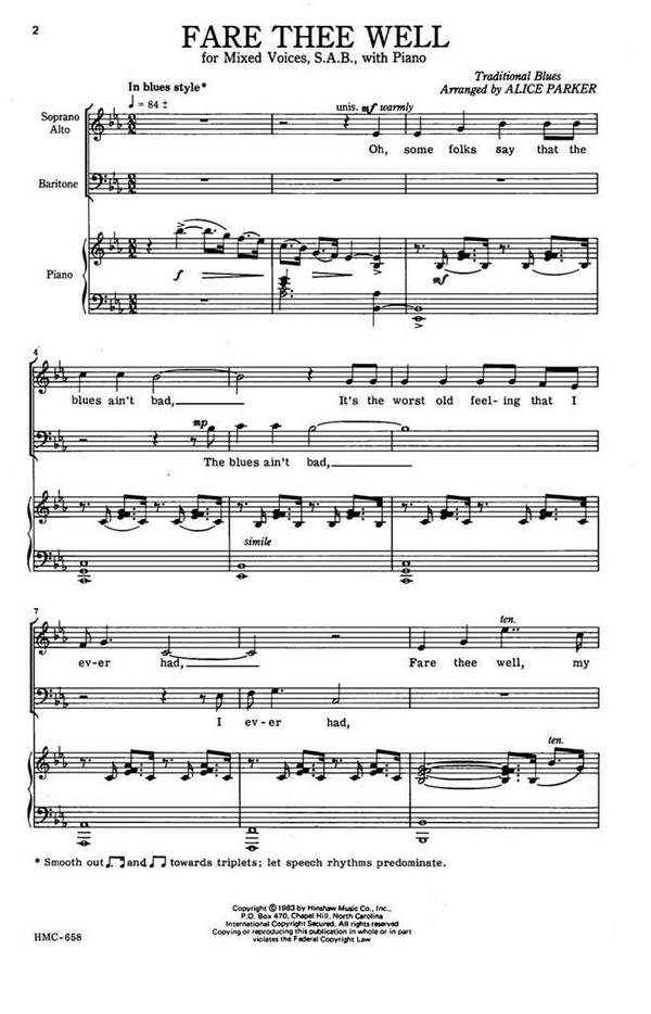 Fare Thee Well&nbsp;&nbsp;SAB, Piano&nbsp;&nbsp;Chorpartitur