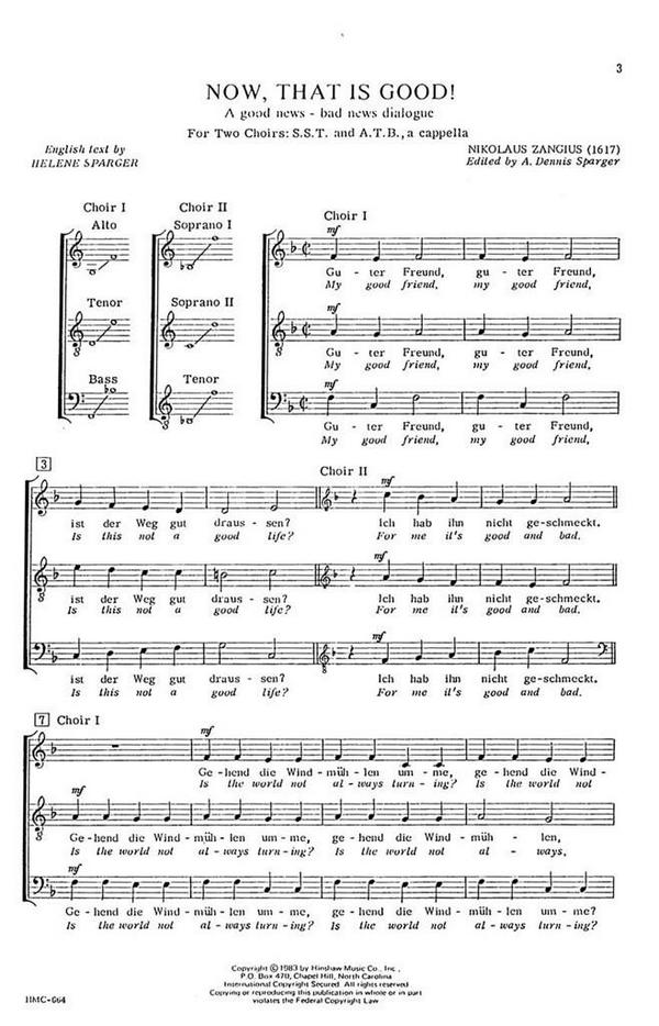 N. Zangius, Now, That Is Good&nbsp;&nbsp;2-Part Choir&nbsp;&nbsp;Chorpartitur