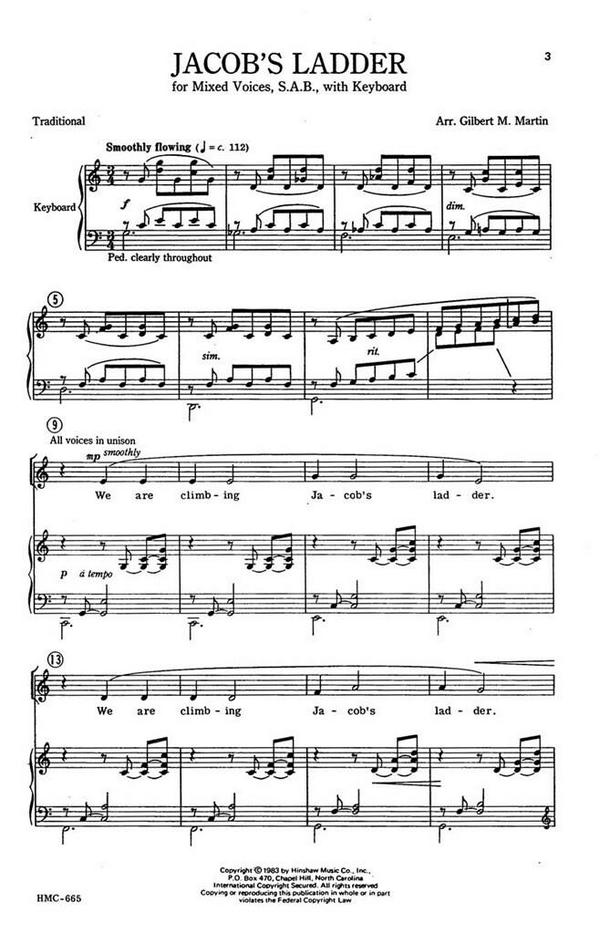 Jacob's Ladder&nbsp;&nbsp;SAB and Keyboard&nbsp;&nbsp;Chorpartitur