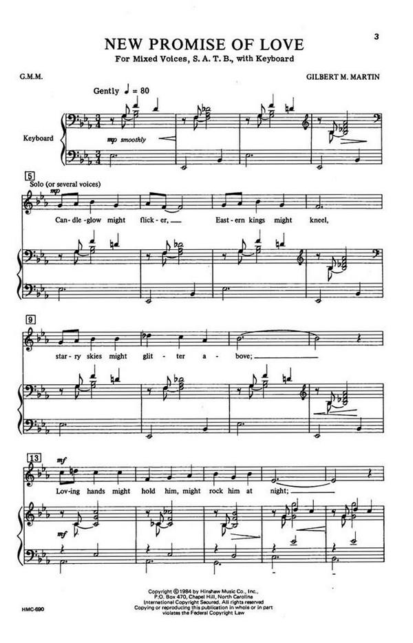 Gilbert Martin, New Promise Of Love&nbsp;&nbsp;SATB and Keyboard&nbsp;&nbsp;Chorpartitur