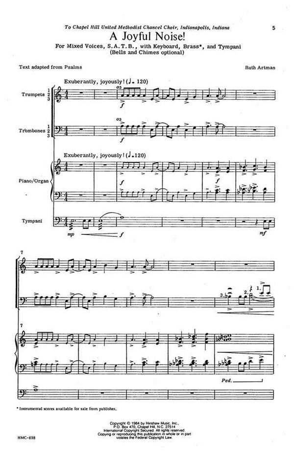 Ruth Artman, Joyful Noise&nbsp;&nbsp;SATB and Keyboard&nbsp;&nbsp;Chorpartitur