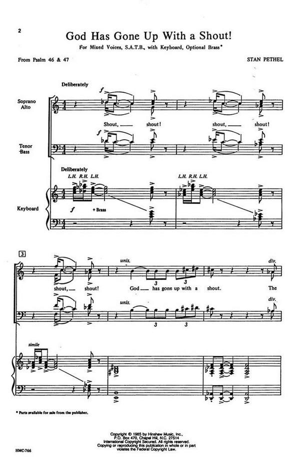 Stan Pethel, God Has Gone Up With A Shout!&nbsp;&nbsp;SATB and Keyboard&nbsp;&nbsp;Chorpartitur
