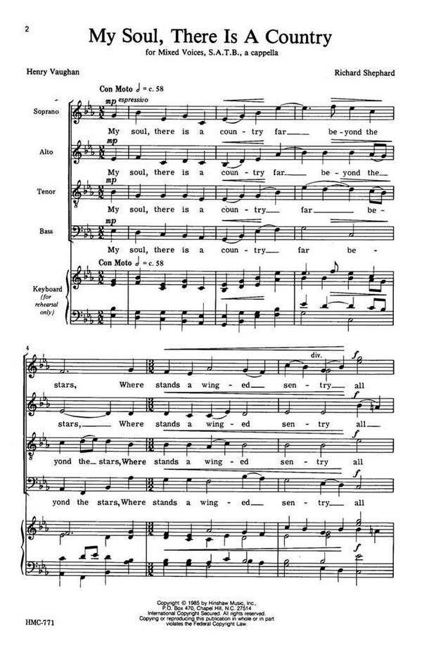 Richard Shephard, My Soul, There Is A Country&nbsp;&nbsp;SATB a Cappella&nbsp;&nbsp;Chorpartitur
