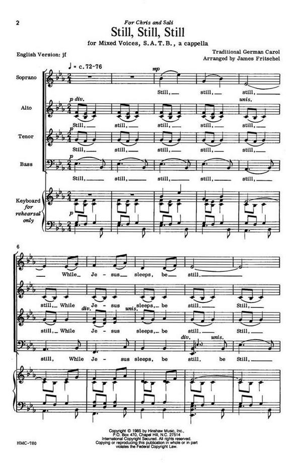 Still, Still, Still&nbsp;&nbsp;SATB a Cappella&nbsp;&nbsp;Chorpartitur