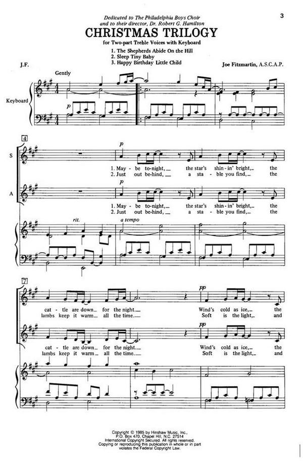 Joe Fitzmartin, Christmas Trilogy&nbsp;&nbsp;2-Part, SA, Keyboard&nbsp;&nbsp;Chorpartitur