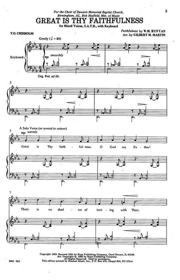 Great is Thy Faithfulness&nbsp;&nbsp;for mixed chorus and keyboard&nbsp;&nbsp;vocal score (en)