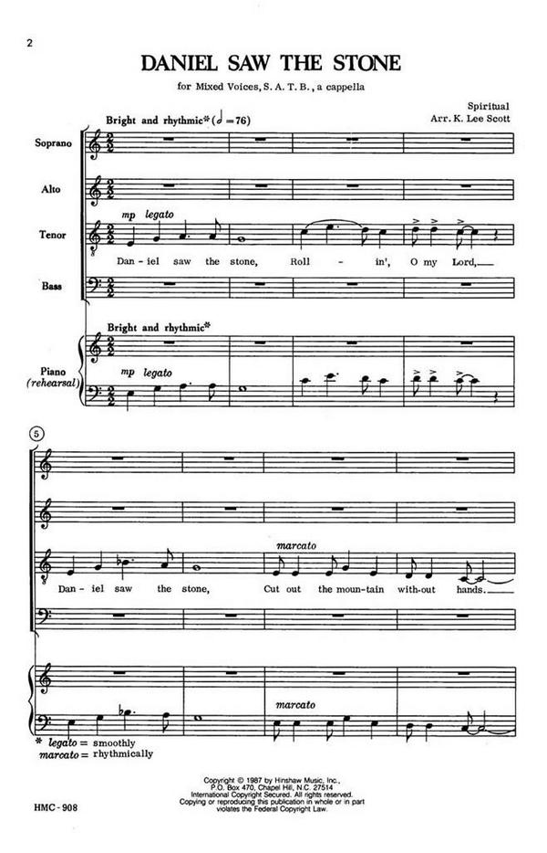 Daniel Saw The Stone&nbsp;&nbsp;SATB a Cappella&nbsp;&nbsp;Chorpartitur