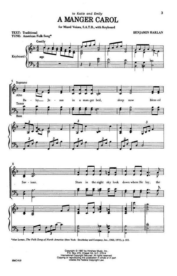 A Manger Carol  SATB and Keyboard  Chorpartitur