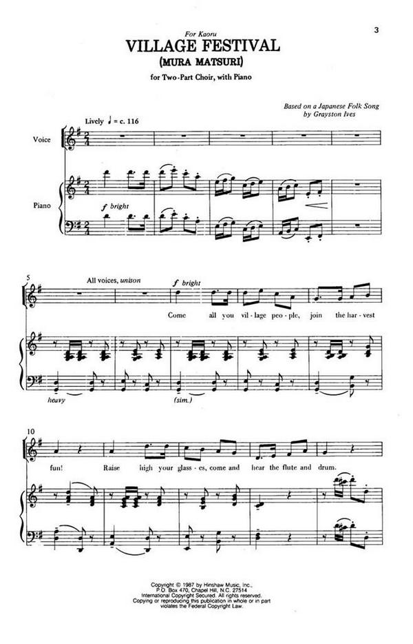 Village Festival&nbsp;&nbsp;2-Part Choir and Piano&nbsp;&nbsp;Chorpartitur