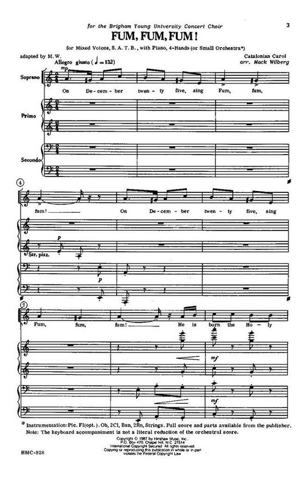 Fum, Fum, Fum!&nbsp;&nbsp;SATB&nbsp;&nbsp;Chorpartitur