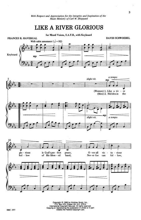 David Schwoebel, Like A River Glorious&nbsp;&nbsp;SATB and Keyboard&nbsp;&nbsp;Chorpartitur
