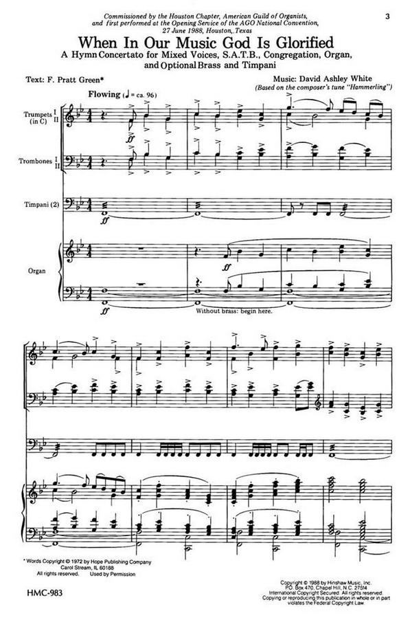 David Ashley White, When In Our Music God Is Glorified&nbsp;&nbsp;Choir, Organ&nbsp;&nbsp;Chorpartitur