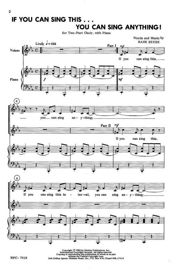 Hank Beebe, If You Can Sing This...You Can Sing Anything&nbsp;&nbsp;2-Part Choir and Piano&nbsp;&nbsp;Chorpartitur