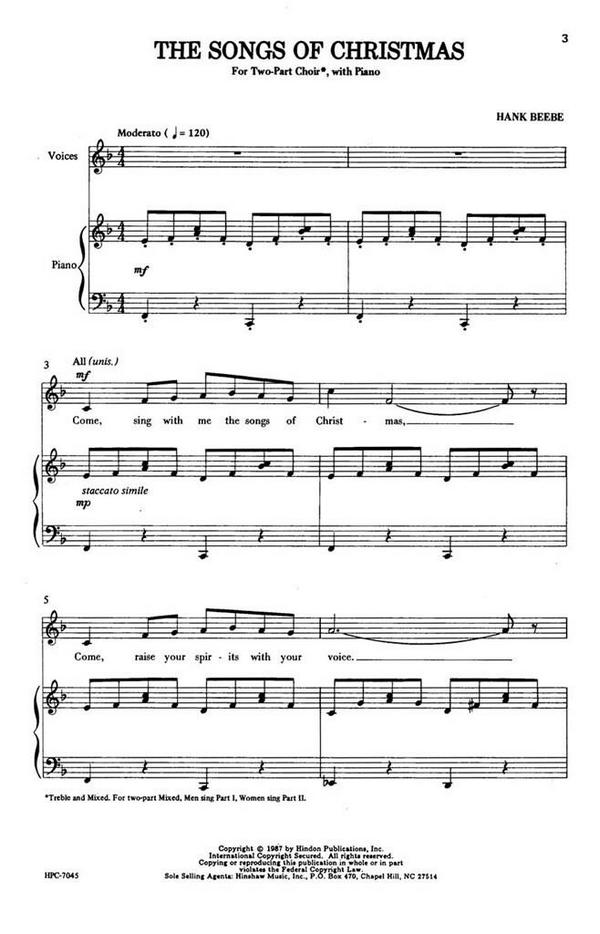Hank Beebe, The Songs Of Christmas&nbsp;&nbsp;Choir, Piano&nbsp;&nbsp;Chorpartitur