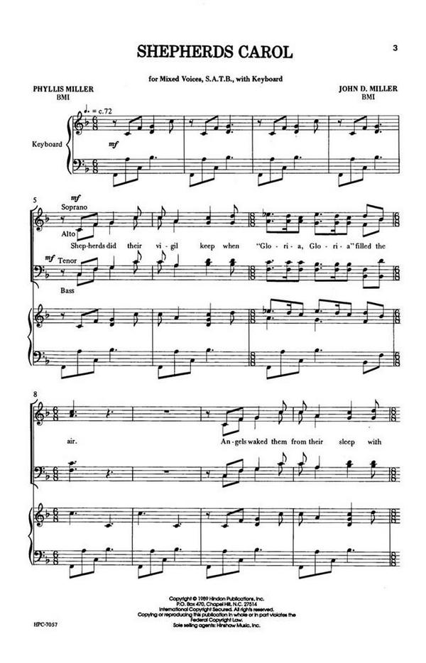 Shepherds Carol&nbsp;&nbsp;SATB and Keyboard&nbsp;&nbsp;Chorpartitur