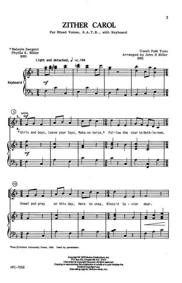 Zither Carol&nbsp;&nbsp;SATB and Keyboard&nbsp;&nbsp;Chorpartitur