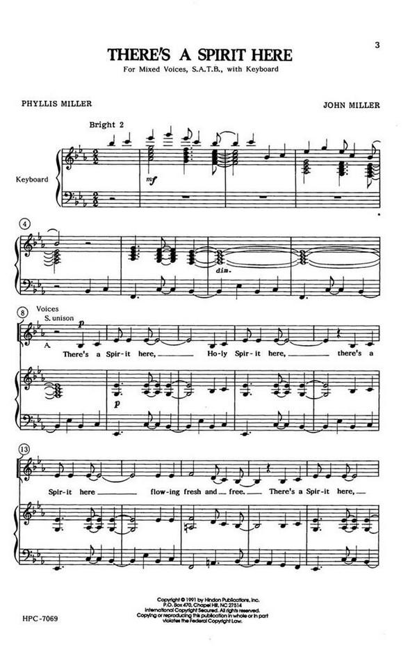 There's A Spirit Here&nbsp;&nbsp;SATB and Keyboard&nbsp;&nbsp;Chorpartitur