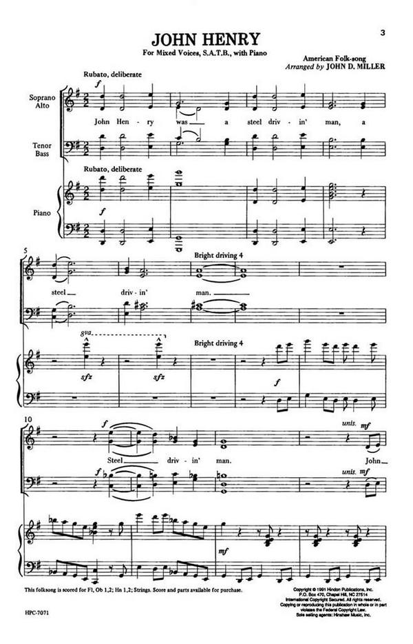 John Henry&nbsp;&nbsp;SATB, Piano&nbsp;&nbsp;Chorpartitur