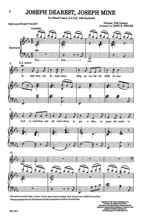 Joseph Dearest Joseph Mine&nbsp;&nbsp;SATB, Piano&nbsp;&nbsp;Chorpartitur
