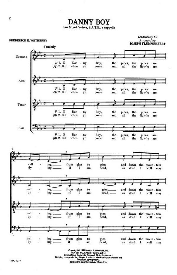 Danny Boy&nbsp;&nbsp;SATB&nbsp;&nbsp;Chorpartitur