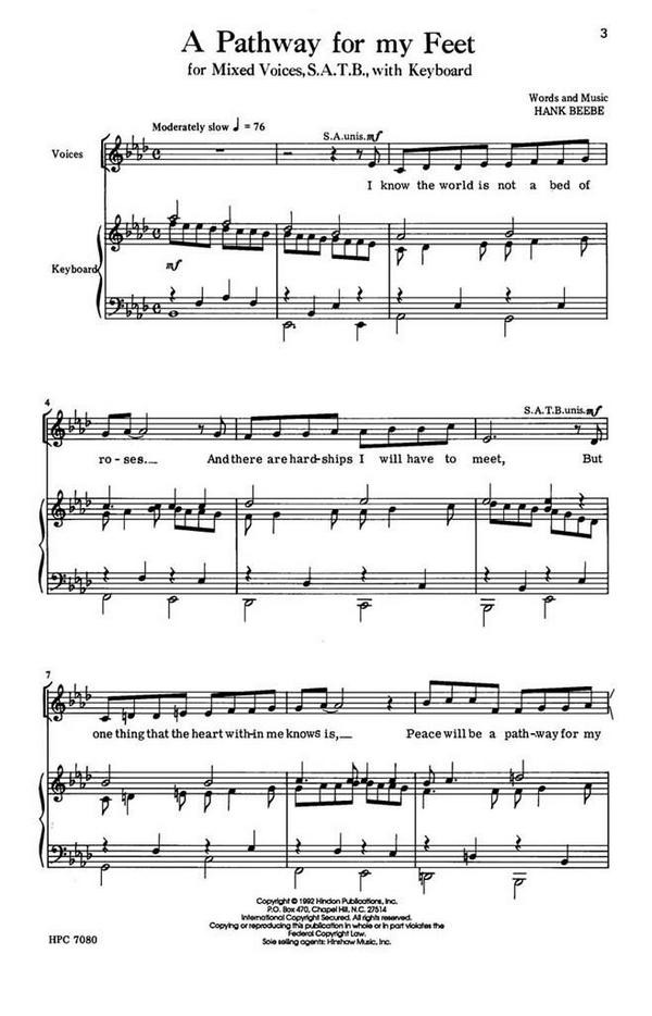 Hank Beebe, A Pathway For My Feet&nbsp;&nbsp;SATB, Piano&nbsp;&nbsp;Chorpartitur