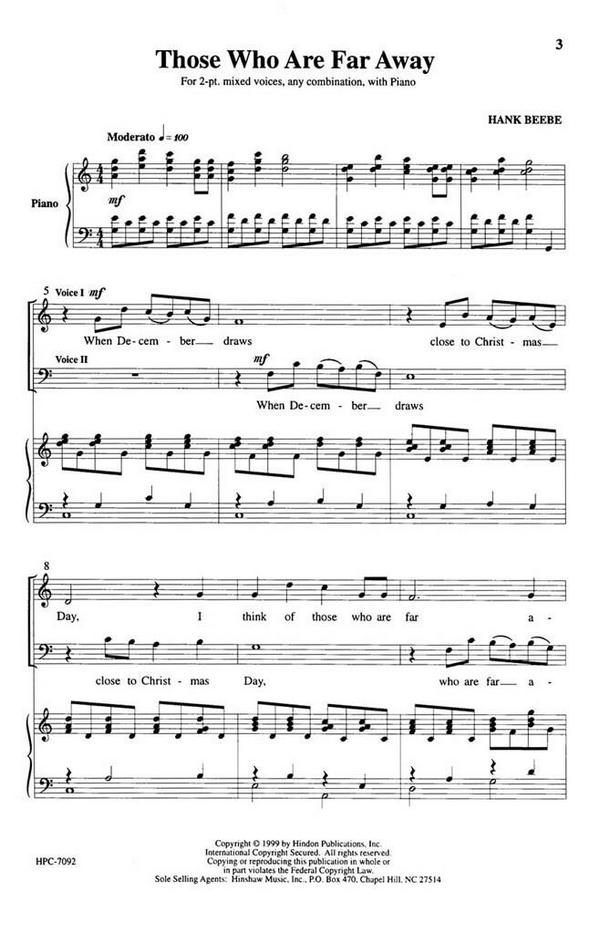 Hank Beebe, Those Who Are Far Away&nbsp;&nbsp;2-Part Choir and Piano&nbsp;&nbsp;Chorpartitur