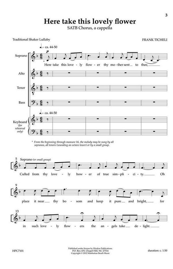 Here Take This Lovely Flower&nbsp;&nbsp;SATB a Cappella&nbsp;&nbsp;Chorpartitur