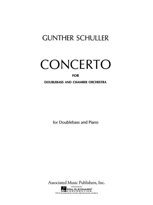 Gunther Schuller, Concerto  Double Bass Part  Stimme