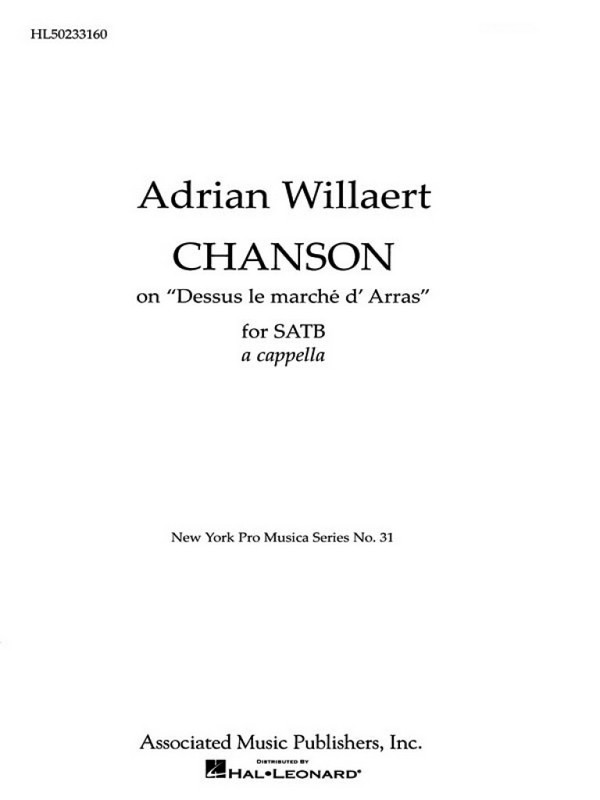 A Willaert, Dessus le Marché d'Arras  SATB  Chorpartitur