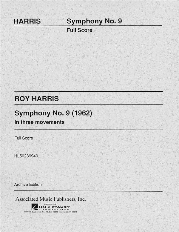 Roy Harris, Symphony No. 9 (1962)&nbsp;&nbsp;Orchestra&nbsp;&nbsp;Partitur
