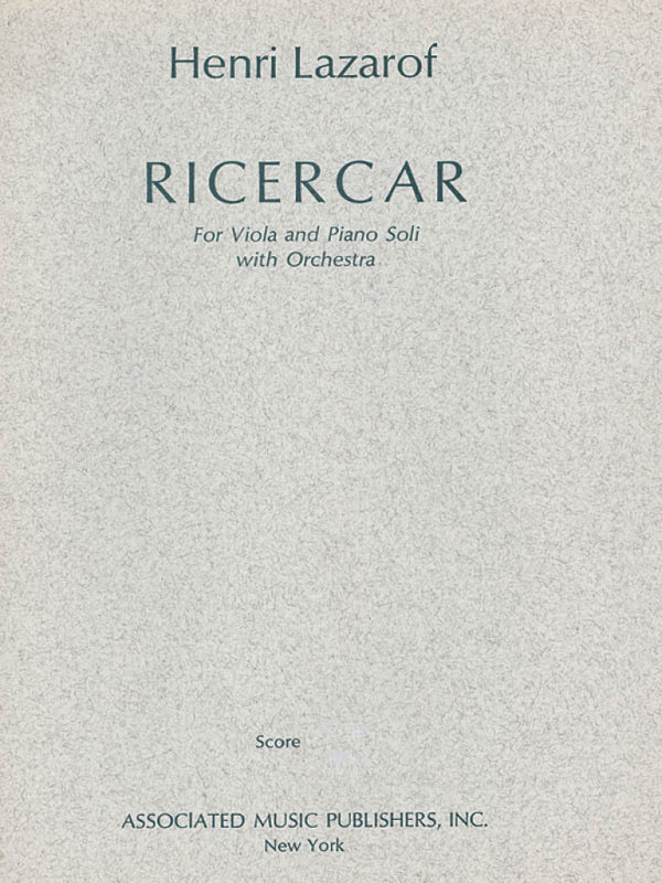 Henri Lazarof, Ricercare (1968)  Viola, Piano and Orchestra  Partitur