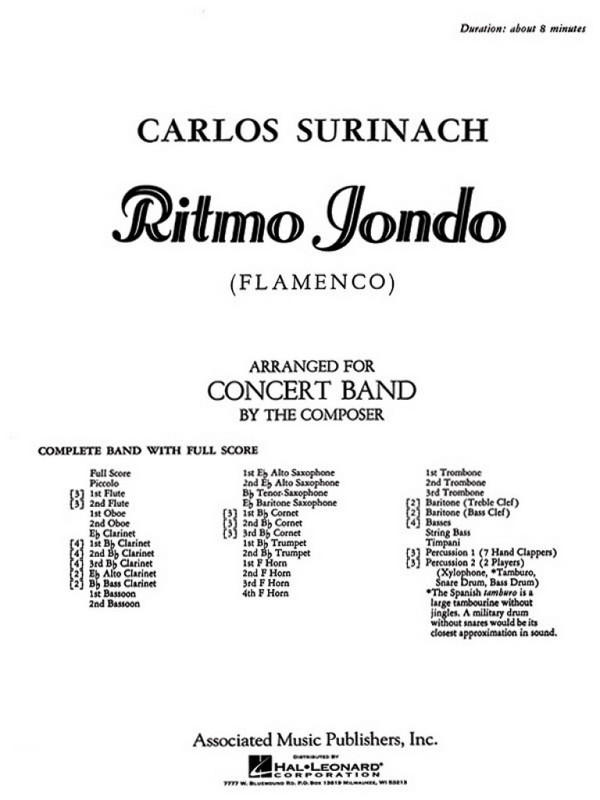 Carlos Surinach, Ritmo Jondo  Concert Band  Partitur