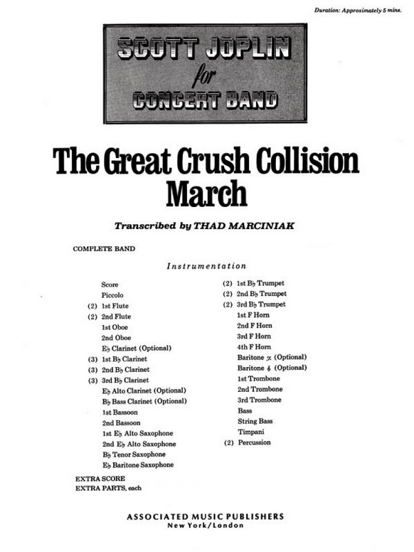 Scott Joplin, Great Crush Collision&nbsp;&nbsp;Concert Band&nbsp;&nbsp;Partitur