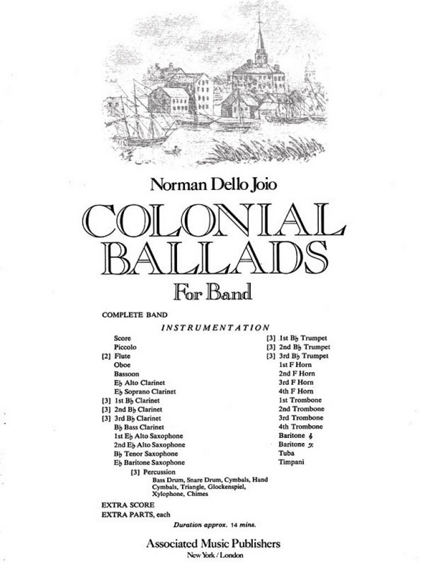 N Dello Joio, Colonial Ballads  Concert Band  Partitur
