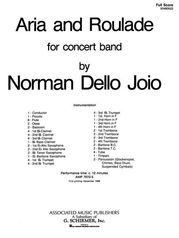 N Dello Joio, Aria & Roulade  Concert Band  Partitur