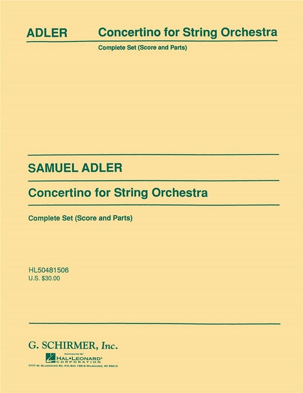 S Adler, Concertino&nbsp;&nbsp;Orchestra&nbsp;&nbsp;Partitur + Stimmen