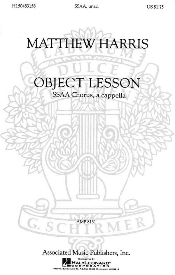 Matthew Harris, Object Lesson  SSAA a Cappella  Chorpartitur