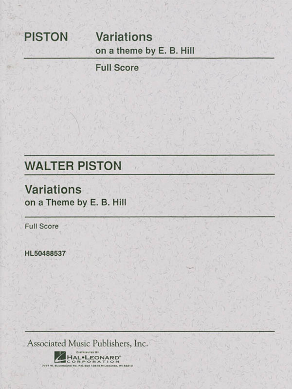 Walter Piston, Variations On A Theme By Edward Burlingame Hill&nbsp;&nbsp;Orchestra&nbsp;&nbsp;Partitur