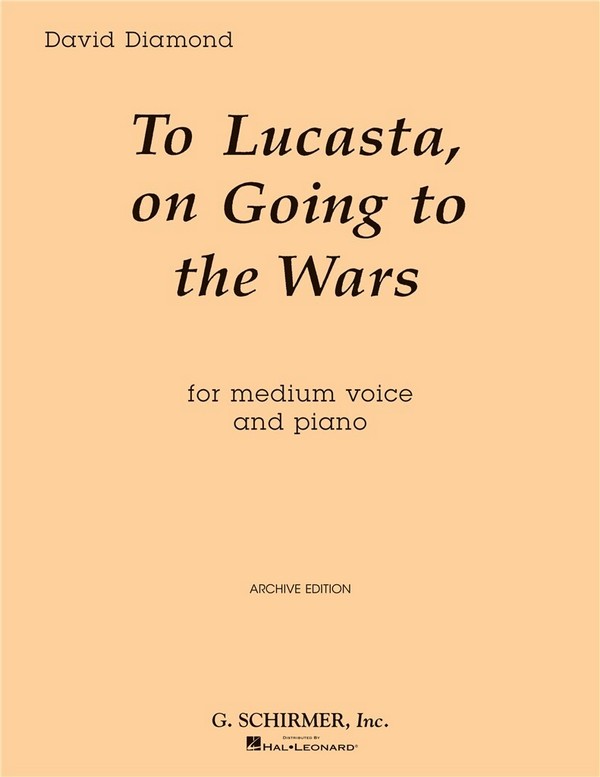 David Diamond, To Lucasta  Vocal and Piano  Buch