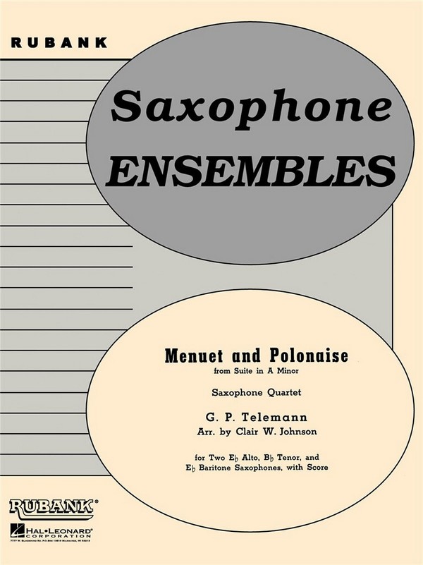 Georg Philipp Telemann, Menuet and Polonaise (from Suite in A Minor)  Saxophonquartett  Buch