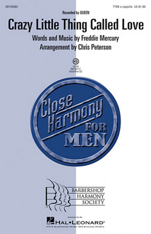 Crazy Little Thing Called Love&nbsp;&nbsp;for male choir TTBB a Cappella&nbsp;&nbsp;choral score
