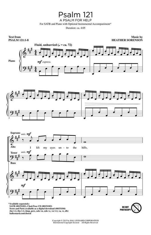 Psalm 121 (A Psalm for Help)&nbsp;&nbsp;for mixed choir and piano&nbsp;&nbsp;choral score