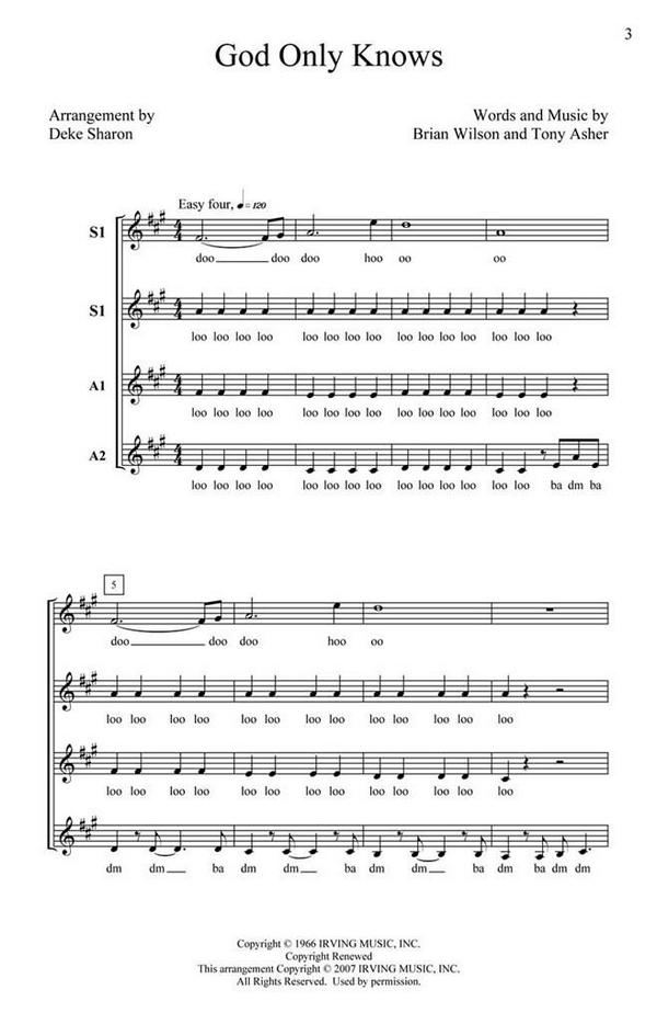 God Only Knows  for female chorus (SSAA) a cappella  score