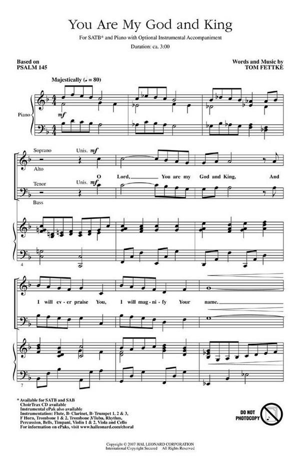 You Are My God and King  for mixed chorus and piano  chorus score