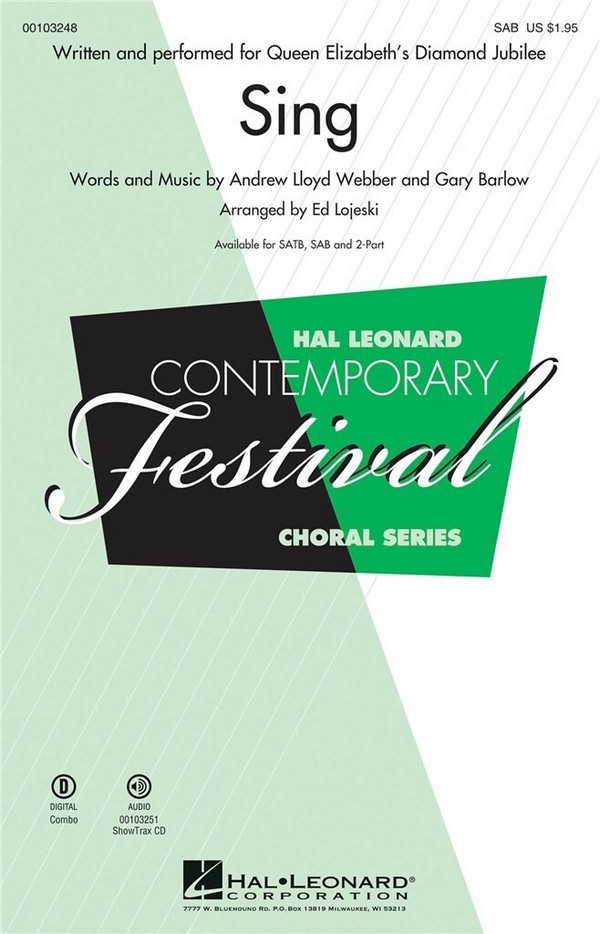 Andrew Lloyd Webber_Gary Barlow, Sing&nbsp;&nbsp;SATB&nbsp;&nbsp;Chorpartitur