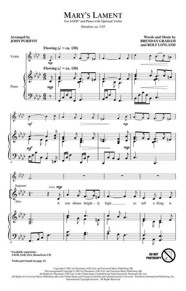 Brendan Graham_Rolf Lovland, Mary's Lament&nbsp;&nbsp;SATB&nbsp;&nbsp;Chorpartitur